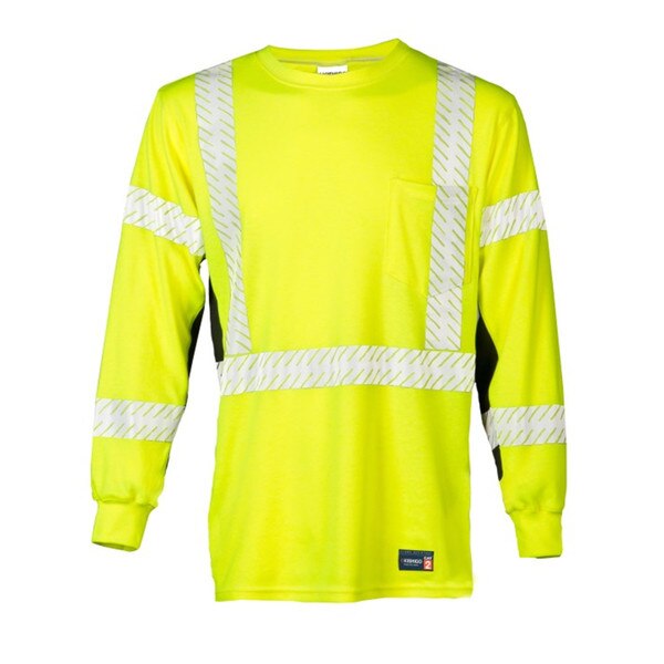 ML Kishigo Class 3 Hi-Vis FR Long Sleeve T-Shirt in Lime
